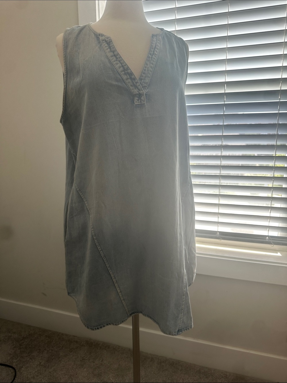 Cupshe Light Blue Chambray Sleeveless Tunic Dress